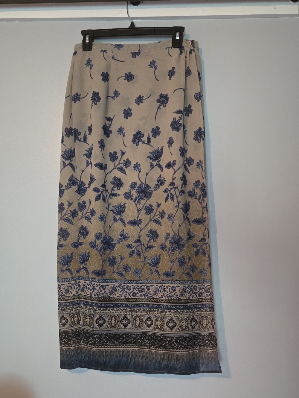 Hunt Club Maxi Wrap Skirt with Blue Floral Print